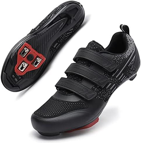 Unisex Road Bike Cycling Shoes Compatible with Peloton Shimano SPD Bike Riding Shoes for Men Women, 3 Straps, Pre-Installed Delta Cleats for Indoor Outdoor Cycling Biking, Size 38