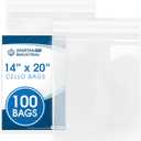 Spartan Industrial - 14" X 20" (100 Count) Crystal Clear Resealable Cello Poly Bags for Packaging, Clothing & T Shirts - Self Seal & Reinforced