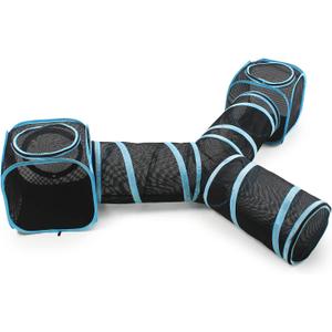 INTURN Cat Furniture Tent for Indoor and Outdoor Playpen Portable Cat Tunnels, Outdoor Kennel (2 Cube + 3-Way Tunnel)