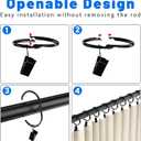 40 Pack 2 Inches Openable Curtain Rings with Clips, Drapery Metal Clip Iron Drapes Hangers Decorative for Windows Rods Rustproof, Black