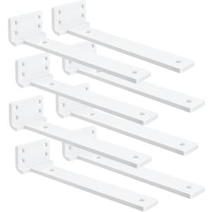 Floating Shelf Brackets 10 inch 8 Pack L Brackets for Shelves White Metal Heavy Duty Shelf Bracket for DIY Decorative with Mounting Hardware