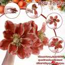 24 Pcs 5.9'' Large Christmas Magnolia Flower Artificial Glitter Velvet Christmas Tree Decoration Fold Xmas Ornaments for Tree Xmas Holiday Wedding Party New Year (Classic,Rose Gold)