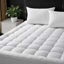 King Size Mattress Topper Cooling Cotton Pillow Top -Ultra Soft Mattress Pad & Supportive Protector, Breathable Pillow Top Mattress Cover Fitted 8"-21" Deep Pocket