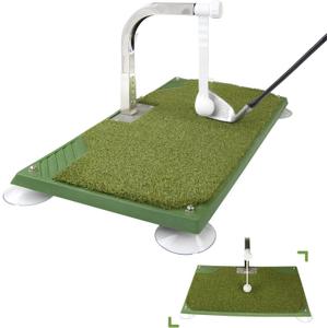 Golf Swing Trainer - Golf Training Equipment with 5 Height Adjustments - Iron and Club Practice Simulator in Home & Indoor - Portable Golf Swing Practice Mat, True Impact (Green)