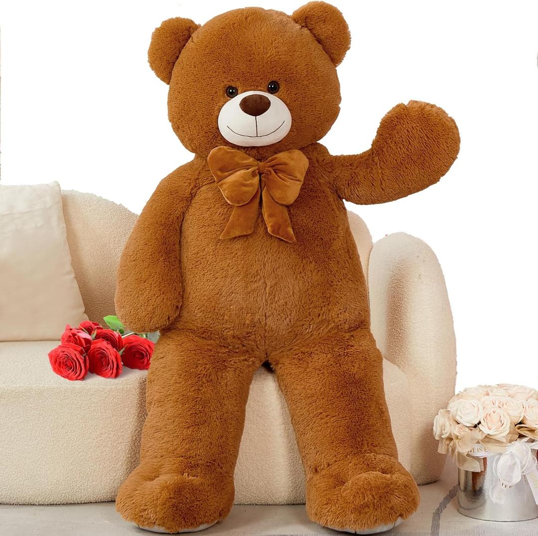 MorisMos Giant Teddy Bear 4 ft Stuffed Animal for Girlfriend,Cuddly Stuffed Big Bear Plush Toy for Valentines,47 inches Big Stuffed Animal Bear Christmas Baby Shower for Boyfriend,Wife,Children (X-Large, Tan)