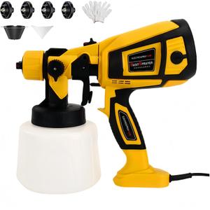 650W Electric Paint Sprayer, HVLP Spray Paint, High Power Paint Sprayer  with 4 Nozzles 1 Filter Cup 2 Paper Funnels for House Painting Furniture Cabinets Fence Walls Cars Easy to Clean