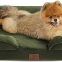 Bedsure Small Orthopedic Dog Bed - Washable Bolster Dog Sofa Beds for Small Dogs, Supportive Foam Pet Couch Bed with Removable Washable Cover, Waterproof Lining and Nonskid Bottom Couch, Winter Moss (24.0"L x 18.0"W x 6.0"Th)