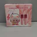 Mini Karaoke Machine Toy for Kids, Portable Karaoke Machine with 2 Wireless Microphone for 4,5,6,7,8,9,10,11,12+ Years Old Christmas Birthday Gifts Girls Boys (Beige)