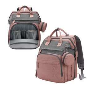 DERSTUEWE Baby Diaper Bag Backpack with Changting Station, Waterproof Diaper Bag, Baby Shower Gifts, Pink Grey