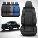 Seat Covers Custom Fit for Chevy Silverado GMC Sierra 1500 2007-2025 2500/3500 HD Crew Cab Pickup Truck Seat Cover Protector Cushion with Faux Leather Waterproof(Black, Full Set)