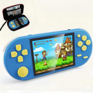 16-Bit Handheld Game Console - 3 Inch HD Screen 300-in-1 Retro Games - Portable Classic Video Game Player for Kids & Adults, Include Protective Carrying Case (Blue)