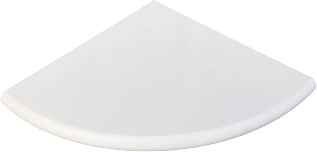 White Marble Corner Shower Shelf for Bathroom, 9'' x 9'' x 0.8'' Faux Marble Corner Shelves for Bathroom Wall Mounted Both Side Polished (1, White)