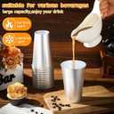 Jingmore 100 Pack 16 oz Disposable Plastic Cups Aluminum Party Tumbler Stackable Plastic Drinking Cups for Hot Cold Drinks Coffee Cocktail Beverage for Wedding Birthday Graduation Picnic(Silver)