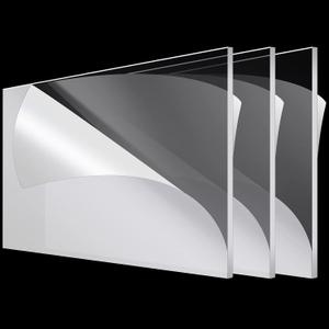 Roowest 3 Pcs 24'' x 36'', 1/8 Inch Thick Clear Acrylic Sheet Panels Transparent Cast Sheet Plastic Panels with Protective Film Cut to Size Cast Acrylic Board for Craft DIY Projects