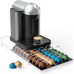 Coffee Pods Holder Acrylic Drawer Compatible with Nespresso Vertuo Capsules And Dolce Gusto Capsules 40 Pods Storage upgrade