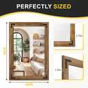 Wood Bathroom Mirror for Wall, 26"x38" Rustic Farmhouse Wood Framed Mirror for Bathroom Sink, Entryway, Living Room, Bedroom