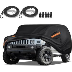 16-Layer Special Full Car Cover Fit for 2003-2009 Hu-mmer H2, Ultra Heavy 600D Oxford Cloth, All-Weather Protection Summer Sun Exposure and Winter Snow Rain Dust UV, Black
