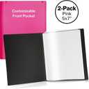 CRANBURY Small Photo Album 5x7 (Pink), 2-Pack Plastic Photo Book, 24 Pockets Show 48 Pictures, Mini Picture Binder with Customizable Album Cover, 5 x 7 Clear Sleeves
