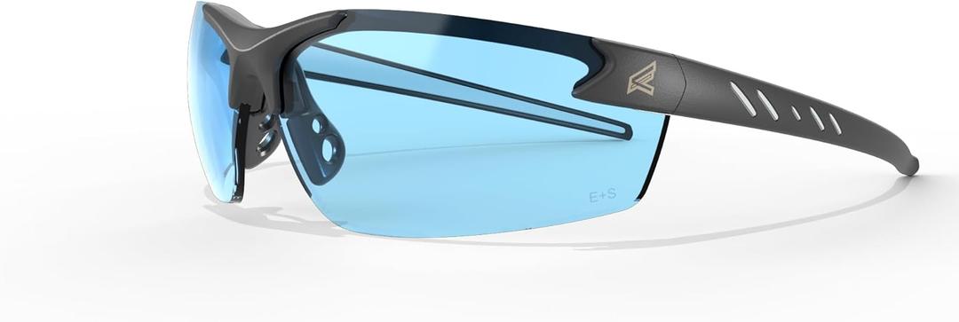 EDGE Zorge G2 Wrap-Around Safety Glasses, Anti-Scratch, Non-Slip, UV 400, Military Grade, ANSI/ISEA & MCEPS Compliant, 5.04" Wide, Black Frame/Light Blue Lens (One Size)