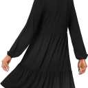 LYANER Women's Long Sleeve Crewneck Ruffle Hem Tunic Dress High Waist Ruffle A Line Tiered Mini Dresses (Black, L)