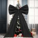 Christmas Big Bow Decorations 27 x 42 Inch Large Christmas Tree Topper Decorations Giant Xmas Tree Toppers Bows Decor Birthday Coquette Party Wedding Backdrop Satin Bachelorette Ornaments(Black)
