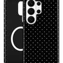 Aitipy Compatible with MagSafe Polka Dot Phone Case for Samsung Galaxy S23 Ultra, Cute Aesthetic Polka Dot Magnetic Soft TPU and Hard PC Protective Phone Cover for Women Girls - Black