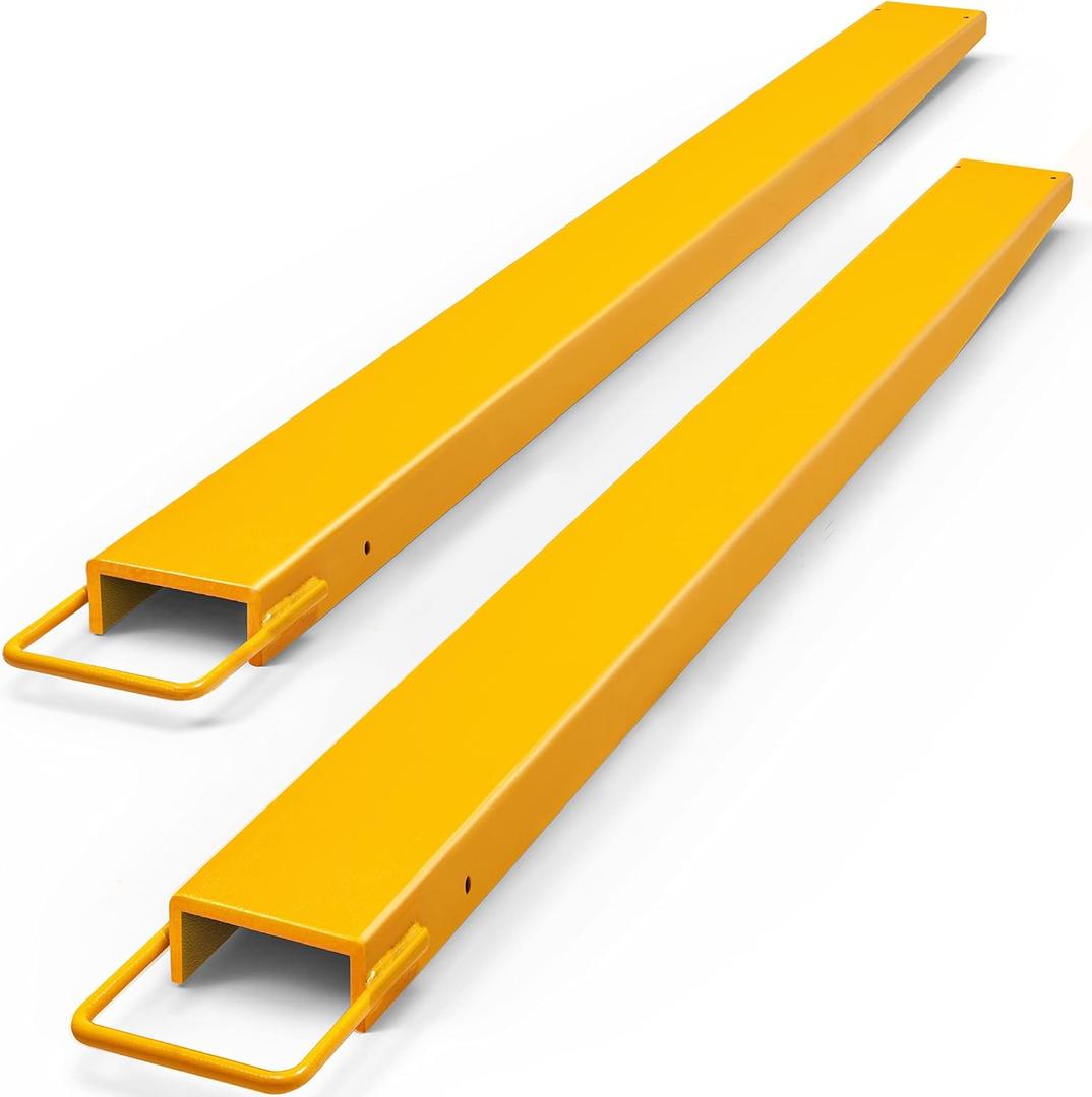 YITAMOTOR Forklift Extensions 84 Inch Length & 4.5 Inch Width, Heavy Duty Steel Fork Extender Reach, 1 Pair Pallet Fork Extension for Forklift Truck, Yellow (84"x4.5")