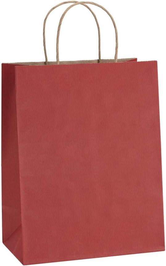 BagDream Gift Bags 8x4.25x10.5 100Pcs Kraft Paper Bags with Handles Bulk, for Shopping, Retail, Merchandise, Gifts, Party Favor, Recycled Red Paper Sacks
