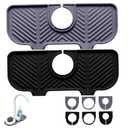 Sgqtqybk Sink Faucet Mat Splash Guard, Faucet Mat with 3 Adjustable Holes, 6° Slope Sink Splash Guard for Kitchen and Bathroom Countertops, Black