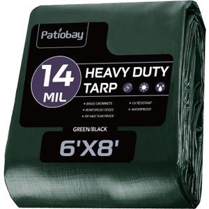 Tarp 6x8 Feet, 14 Mil Waterproof Tarps Heavy Duty with Brass Grommets, Thick Plastic Tarp, UV Resistant Tear&Fade Resistant, Reinforced Edges for Outdoor Pool Car Camp Tent
