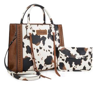 Wrangler Tote Bag for Women Western Cowhide Purse and Wallet Set