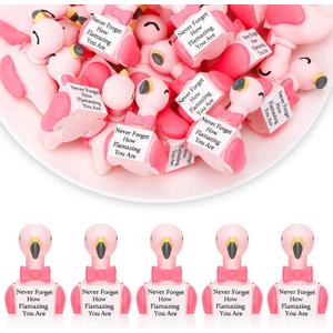 25Pcs 3D Printed Mini Flamingo Toys with Inspirational Quotes Positive Gifts Mini Flamingos Decorations for Colleague Staff Teacher