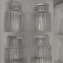 American Atelier Vintage Art Deco Fluted Drinking Glasses | Ribbed Glassware for Cocktail, Gin, Whiskey, & More | Modern Glassware | Lowball Fluted Cocktail Glasses | Set of 4 | 9 Oz (Clear)