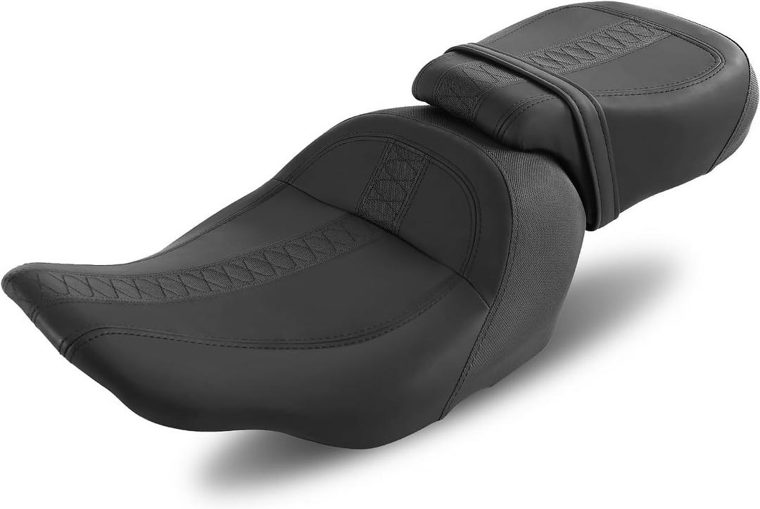 Driver Passenger Low-Profile 2-Up Leather Seat Fit for Harley Davidson Street Glide 2024-up,CVO Street Glide 2023-up,Road Glide&CVO Road Glide ST 2024-up,CVO Road Glide 2023-up Black