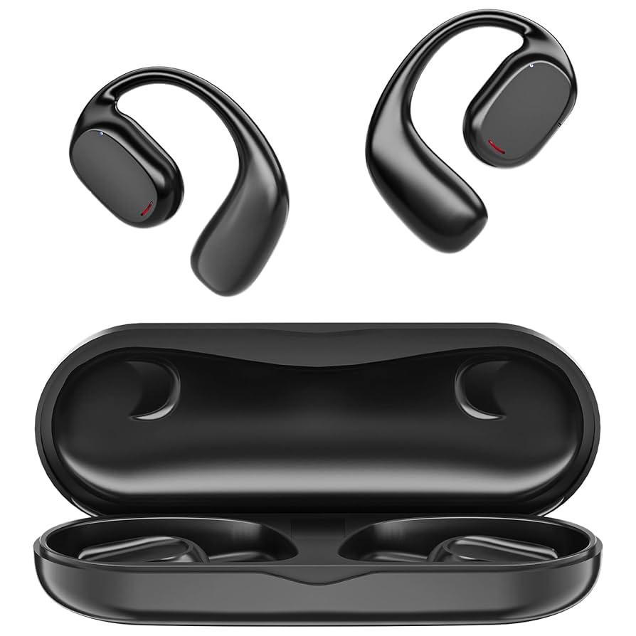 Open Ear Wireless Headphones Bluetooth 5.3 Air Conduction Earbuds with Built-in Mic, Waterproof Earbuds LED Power Display HiFi Stereo Sound Earphones for Sport, Cycling, Workouts, Runnin