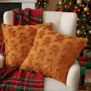 Burbell 2 Pcs Christmas Gingerbread Man Throw Pillow Covers 18x18 Inch Double Sided Gingerbread Man Christmas Decorations Outdoor Winter Holiday Xmas Throw Pillow Case for Home Sofa Couch Room Decor (Khaki)