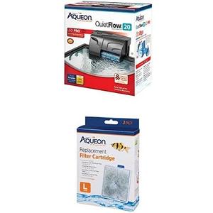 Aqueon QuietFlow LED PRO Aquarium Power Filter, Size 20 Bundle