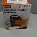 Kismile Small Electric Space Heater Ceramic Space Heater,Portable Heater Fan for Office with Adjustable Thermostat and Overheat Protection ETL Listed for Kitchen, 750W/1500W(Black) (Luxury Black-Built-in Handle)