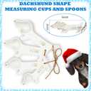 Roshtia 6 Pcs Christmas Dachshund Gifts Set Includes 2 Dachshund Shaped Silicone Ice Cube Molds 4 Ceramic Measuring Spoons Cute Kitchen Accessories for Christmas Birthday Party Gifts