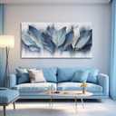 Framed Art Wall Decorations Blue Leaves Canvas Wall Art Abstract Art Modern Artwork For Living Room Bedroom Dining Room Home Office Decor 20"X40"