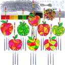 Winlyn 24 Sets Apple Suncatchers Wind Chimes Ornaments Decorations DIY Window Paint Art Sun Catchers Rainbow Apple Painting Craft Kits for Kids Summer Camping Party Classroom Activities Art Project