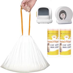 40 Count 18" x 12.6" Cat Litter Box Liners, Replaced Trash Bags Fit for Cat Litter Box MW-SC01/MW-SC02/MW-LR01, Drawstring Waste Drawer Liners for Automatic Litter Box