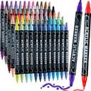 60 Colors Dual Tip Acrylic Paint Markers, Premium Dot & Fine Tip Coloring Paint Pens for Rock, Wood, Fabric, Canvas, Glass, Paper, Ceramic, Scrapbook, Vision Board and DIY Crafts Supplies Art Gifts