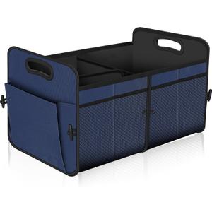 Femuar Car Trunk Organizer,Car Storage Organizer with 72L Large Capacity Waterproof Collapsible and 11 Pockets,Trunk Organizer for Car Suv/Jeep/Sedan, Large Size,Blue