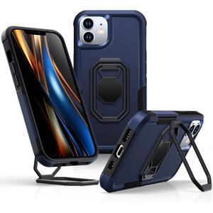 Shields Up for iPhone 11 Case with Stand (Two-Way Stand), 11 Phone Case with Double Ring Holder, Heavy Duty Shockproof Cover for iPhone 11 - Blue