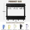 Water Bottle Origanizer for Stanley Cup 30/40 oz Tumbler with Handle, Self-Adhesive Cup Holder with 4 Hooks for Fridge/Wall/Door, Bottle Drying Rack with Lid Straw Organizer