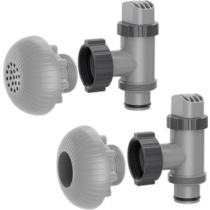 SHAPON Above Ground Pool Inlet & Outlet Replacement Kit with Plunger Valve, 1.5'' Strainer Connector & Jet Nozzle, Compatible with Intex/Coleman Pool Parts & Accessories