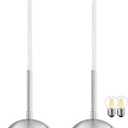 Mccokaige 6 Inch Nickel 2 Pack Mid Century Modern Pendant Light Pendants for Kitchen Island Frosted Milky White Glass Globe Height-Adjustable Modern Hanging Globe Pendant Light for Bedroom (Bulb Incl)