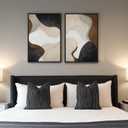 Framed Neutral Abstract Minimalist Wall Art Set of 2, Modern Canvas Prints Paintings Artwork for Walls, Black Beige Brown Abstract Art Pictures for Bedroom Living Room Dining Room Wall Decor 16x24 In, 16" W X 24" H X 2pcs