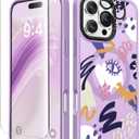 2 x GVIEWIN Magnetic for iPhone 16 Pro Max Case Compatible with Magsafe, [Screen & Camera Lens Protector] Fashion Pattern Translucent Shockproof Phone Cover for 16 Pro Max 6.9" (Art Eye/Purple)